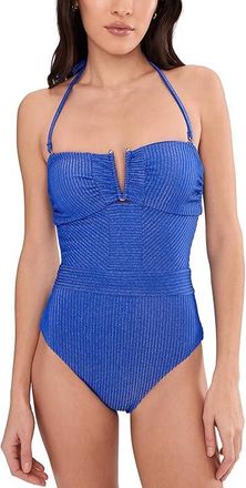 BECCA by Rebecca Virtue Golden Isle Brinley Shirred Bandeau One-Piece Womens Swimsuits One Piece Mocha : SM, Nylon/Spandex