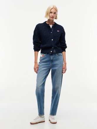 Tommy Hilfiger Womens Tommy Jeans High-Rise Tapered Jean - Denim Medium - 27W x LongL