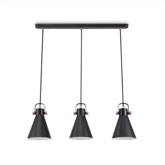 Paco Home L&aacute;mpara De Suspensi&oacute;n Sal&oacute;n Comedor Colgante Mesa Comedor Industrial L&aacute;mpara Colgante 3-flame, Schwarz-kupfer 2 (de) - Paco Home