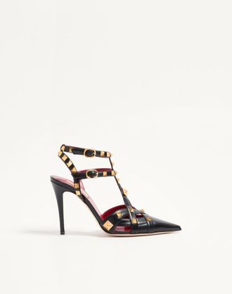 Valentino Garavani D&eacute;collet&eacute; Studdy In Capretto 100Mm Donna NERO 35.5