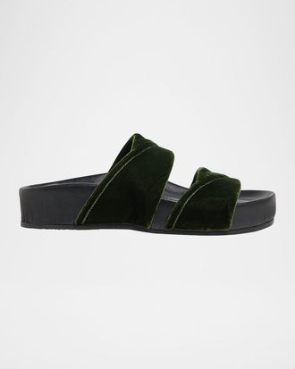 Dries Van Noten Velvet Platform Slide Sandals