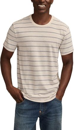 Lucky Brand Stripe Crewneck T-Shirt in White at Nordstrom, Size Xx-Large