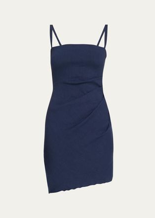 Anemos Nadege Draped Stretch Linen Mini Dress