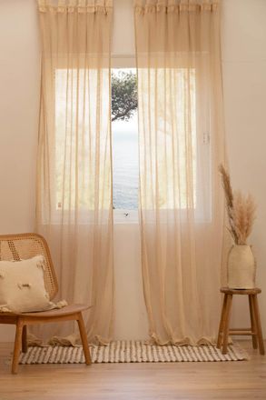 Calma House Cortina xarxa algod&oacute;n crudo 140x280