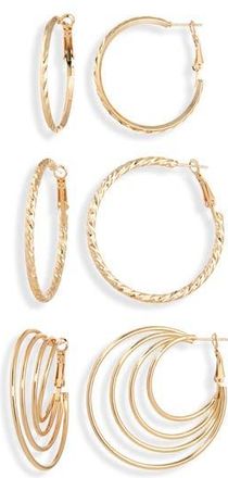 Tasha Set of 3 Hoop Earrings in Gold at Nordstrom Rack