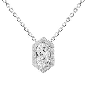 Diamond2Deal 14k White Gold 1.5 Carat Marquise Cut Lab Grown Diamond Pendant Necklace 18