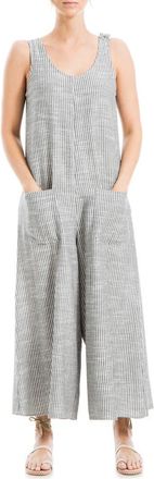 Max Studio Sleeveless Yarn Dye Jumpsuit in Bkcrm022 at Nordstrom Rack, Size X-Small