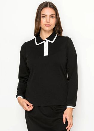 YAL New York Black Polo Style Long Sleeve Tee