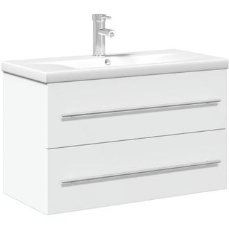 vidaXL Bathroom Sink Cabinet with Built-in Basin White vidaXL