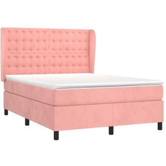 vidaXL Vidaxl - Cama Box Spring Con Colch&oacute;n Terciopelo Rosa 140x200 Cm