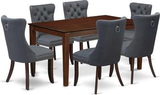 East West Furniture 7 Piece Kitchen Table Set Consists of a Rectangle Modern Dining Table
