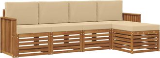 vidaXL Conjunto De Sof&aacute;s De Exterior 5 Uds. Natural Y Beige Vidaxl