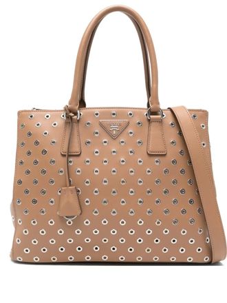 Prada Borsa tote Galleria con decorazione - Marrone