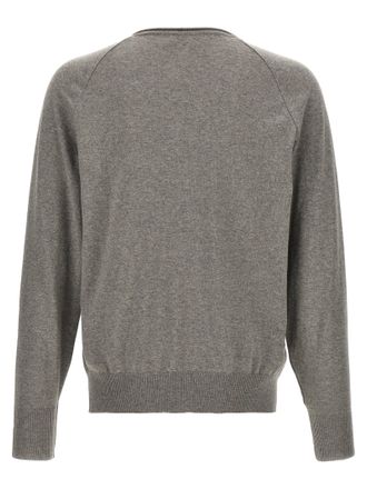 Maryya V-Neck Cotton Sweater - Gray