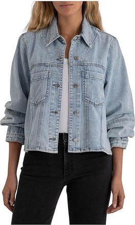 Kut from the Kloth Bailey Button Front Jacket Womens Coat Light Wash : MD, Cotton/Denim/Down