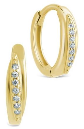 Sterling Forever Denise Cubic Zirconia Pav&eacute; Huggie Hoop Earrings in Gold at Nordstrom Rack