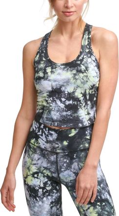 Calvin Klein Performance Cropped Tie-Dyed Active Top In Green Glow