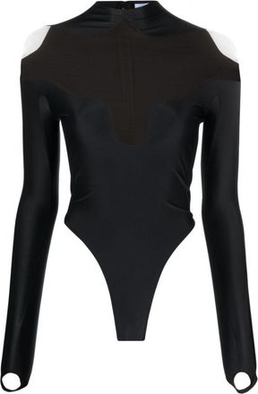 MUGLER Black Eco sport lycra bodysuit