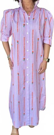 Adrienne Nina Fleur Path Midi Shirt Dress In Lavender