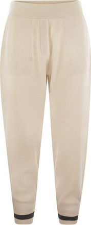 Brunello Cucinelli Brunello Cucinelli Womens English Rib Cashmere Knit Trousers - Ivory - Size Medium