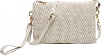 Jen & Co. Womens Izzy Vegan Straw Crossbody Handbag In Off White
