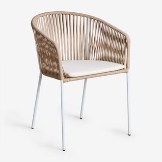 Sklum Sklum - Pack De 2 Sillas De Comedor Apilables Con Reposabrazos En Hierro Y Cuerda Trenzada Jocelyn