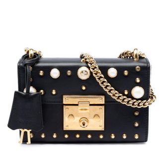 Gucci Pre-owned Gucci Small Pearl Studded Leather Padlock Crossbody Ladies KHMEJHUVTPLTQX7Y