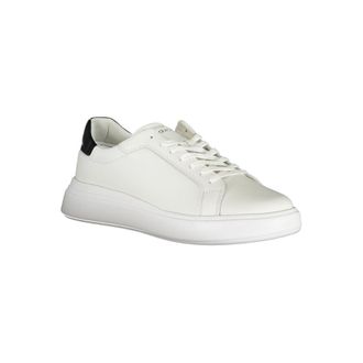 Calvin Klein White Low-Top Leather-Mix Sneakers - White
