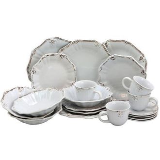Elama Fleur De Lys 20-Piece Dinnerware Set in White at Nordstrom