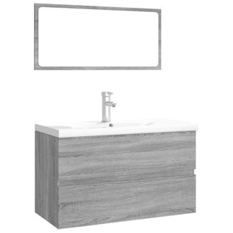 Berkfield Home Bathroom Furniture Set Grey Sonoma Engineered Wood