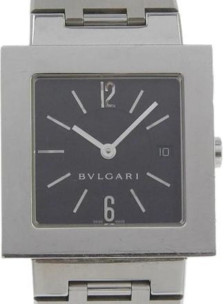 Bulgari Pre-owned Quadrato roestvrijstalen horloge - Heren - Vintage Horloges - Zwart - ONE Size - Vintage