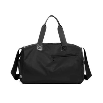 Generic Compatible For Waterproof Nylon Lightweight Gym Duffel Bags Women Men Dry Wet Shoe Pocket Weekend Overnight Shoulder Luggage Travel Bag(Color C-Black)