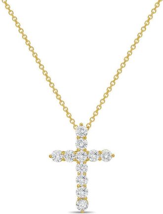 Diana M. Jewels 14kt Yellow Gold 3.00 cts Lab Grown Round Diamond Cross Pendant