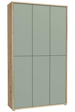 Xora Schuhschrank, Salbeigr&uuml;n, Eiche Artisan, Holzwerkstoff, 16 F&auml;cher, 109.2x191.9x34.9 cm, Typenauswahl, stehend, Holzm&ouml;bel, Garderobe Holz, Schuhschr&auml;nk