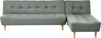 Beliani Sof&aacute; cama modular esquinero 4 plazas Tela Verde Izquierda