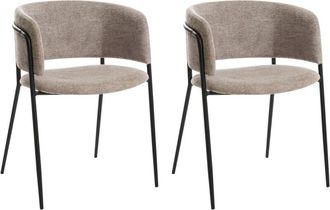 Beliani Conjunto De 2 Sillas De Comedor Decorativas Tapizadas Con Reposabrazos Dise&ntilde;o Moderno Base De Metal Gris Pardo Springer