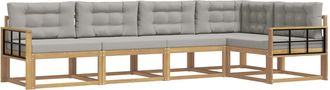 vidaXL Conjunto De Sof&aacute;s De Exterior 4 Uds. Blanco Y Gris Claro Vidaxl