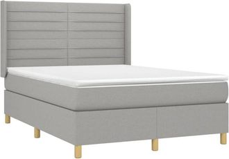 vidaXL Vidaxl - Cama Box Spring Colch&oacute;n Y Luces Led Tela Gris Claro 140x190 Cm