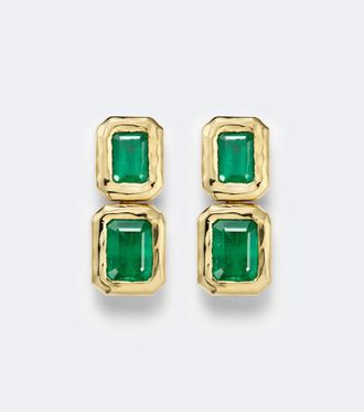 Octavia Elizabeth Orecchini pendenti Nesting Gem in oro 18kt con smeraldi