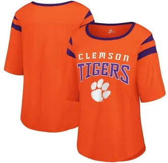 G-III 4Her by Carl Banks Womens G-III 4Her by Carl Banks Orange Clemson Tigers Plus Size Linebacker Half-Sleeve T-Shirt at Nordstrom, Size Xxx-Large