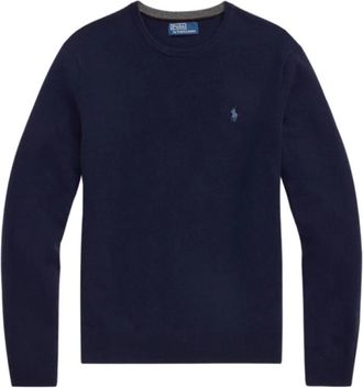 Polo Ralph Lauren Crewneck wollen trui - Heren - Ronde hals truien - Blauw - 2XL - Wol - Truien & Vesten