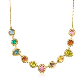 Ross-Simons 14kt Yellow Gold-Plated Necklace With Natural and Simulated Multicolored Gemstones