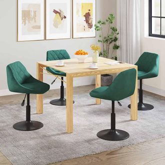 vidaXL Sillas De Comedor Giratorias 4 Uds Terciopelo Verde Oscuro Vidaxl