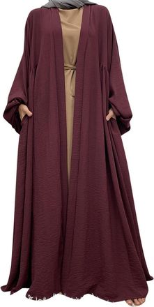 Generic Abaya for Women Muslim UK Casual Elegant Abaya Gown Ramadan Dress Spring Autumn Ladies Muslim Dress Flowy Comfort Plus Size Muslim Maxi Dresses Weddin