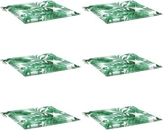 vidaXL Cojines De Silla 6 Uds Tela Estampado De Hojas 40x40x3 Cm Vidaxl