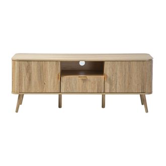 Calicosy Mueble tv 2 puertas fachadas efecto lamas redondeadas l140 cm