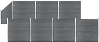 vidaXL Vidaxl - Set De Valla 7 Cuadradas + 1 Oblicua Wpc Gris 1311x186 Cm