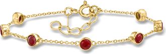 Ross-Simons Bezel-Set Ruby Station Bracelet in 18kt Gold Over Sterling