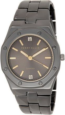 Perry Ellis Slim Diamond Bracelet Watch, 40mm in Gunmetal at Nordstrom Rack