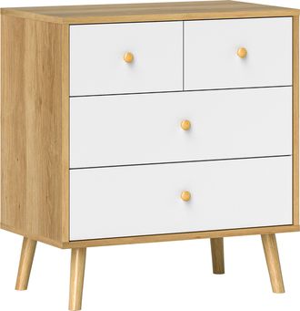 OEM C&oacute;moda De 4 Cajones Con Acabado Elegante Y Gran Capacidad De Almacenaje 60x35x65 Cm Roble Y Blanco